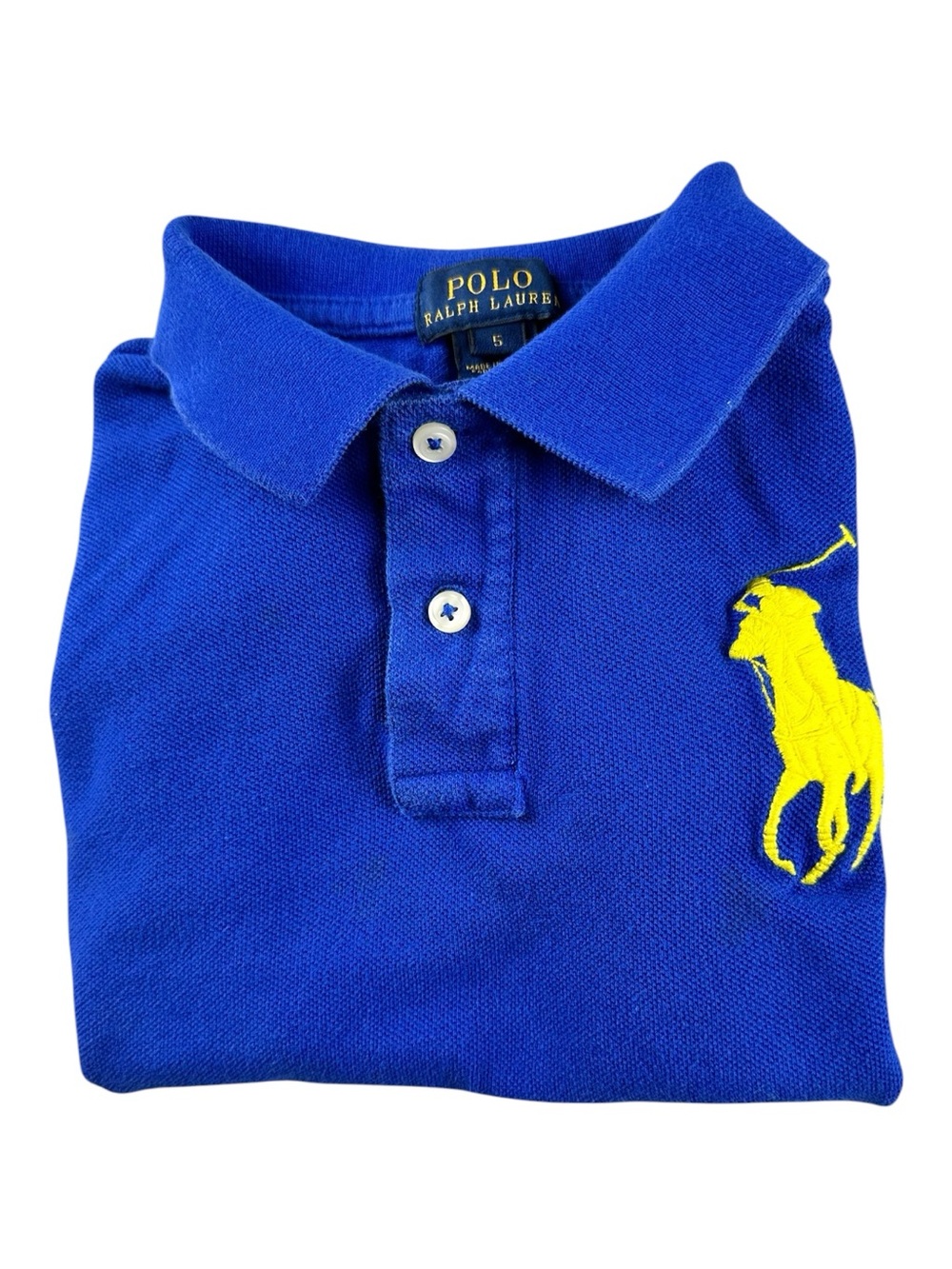 Polo Ralph Lauren Boy's 5 Blue Shirt Big Yellow Pony Top Preppy Old Money - Picture 5 of 10